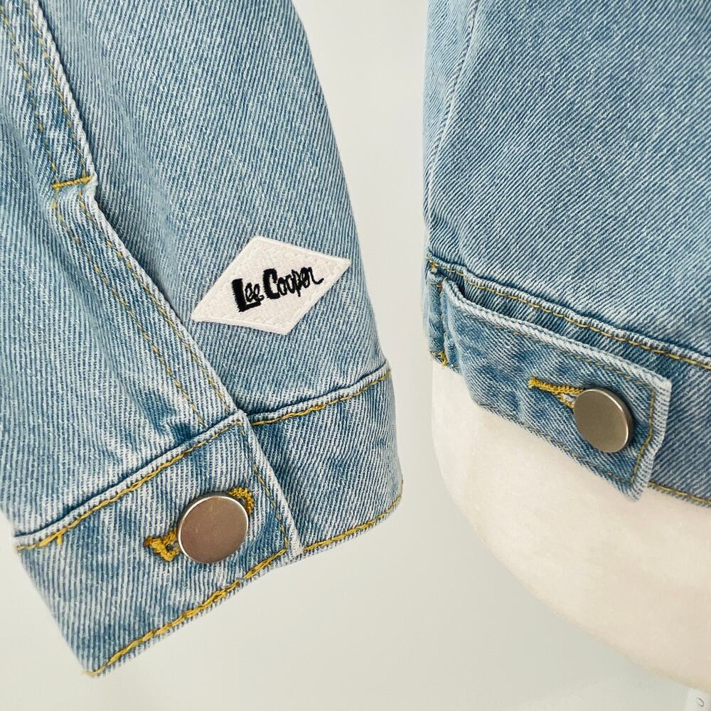 Lee Cooper Vtg 90s Blue Denim Orange Trim Button Asym Zip Classic Jean Jacket M - Picture 7 of 11